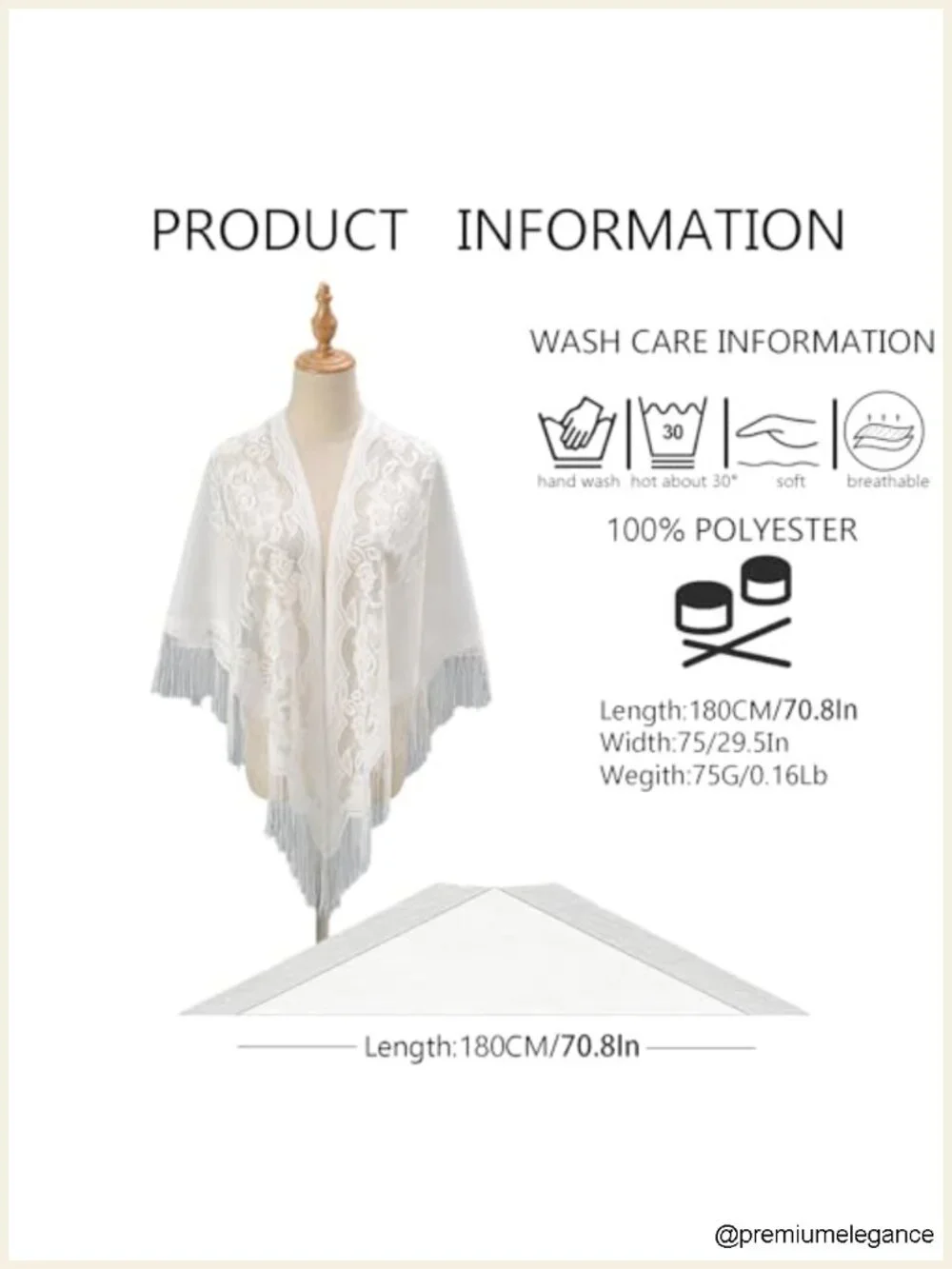 Nylon Hollow Tassel Triangle Scarf Shawl Wrap for Women Breathable Plus Size